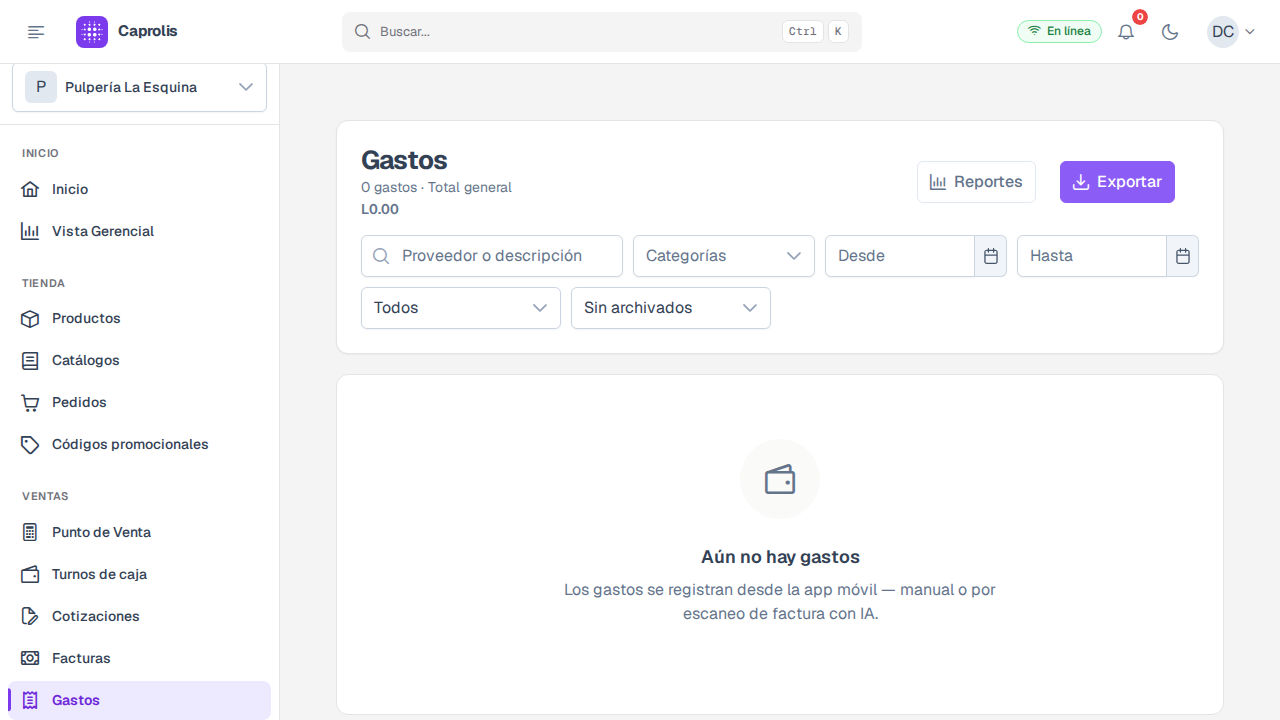 Los gastos registrados del negocio